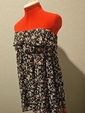 Strapless Black Floral Sundress/Top
